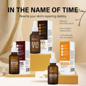 MOIKA Anti-Aging Serum Set with Bone Collagen, Vitamin C, and Bakuchiol for Brightening and Hydration