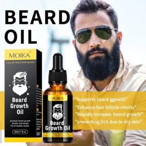 MOIKA Beard Growth Oil with Caffeine for Fuller, Healthier Facial Hair
