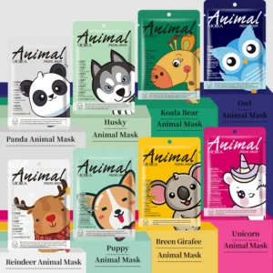 MOIKA Animal Face Mask Set - Hydrating Cartoon Masks with Hyaluronic Acid